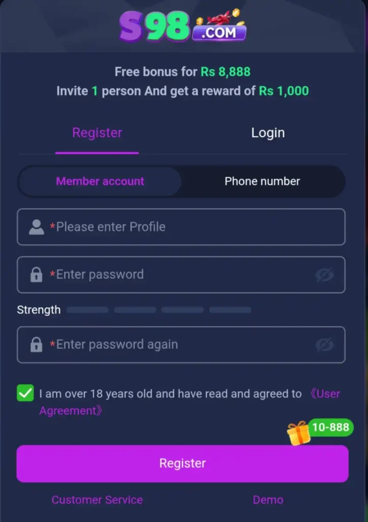 S98 Game Register